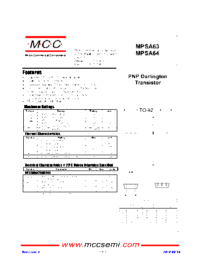 MCC mpsa63 mpsa64 to-92  . Electronic Components Datasheets Active components Transistors MCC mpsa63_mpsa64_to-92.pdf