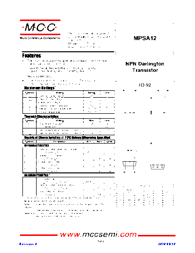 MCC mpsa12  . Electronic Components Datasheets Active components Transistors MCC mpsa12.pdf