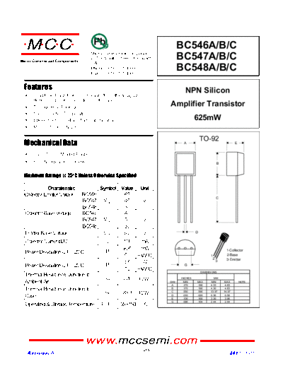 MCC bc546 bc547 bc548 to-92  . Electronic Components Datasheets Active components Transistors MCC bc546_bc547_bc548_to-92.pdf