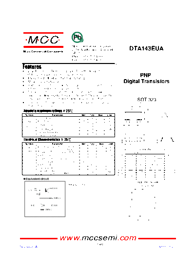 MCC dta143eua  . Electronic Components Datasheets Active components Transistors MCC dta143eua.pdf