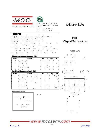 MCC dta144eua  . Electronic Components Datasheets Active components Transistors MCC dta144eua.pdf