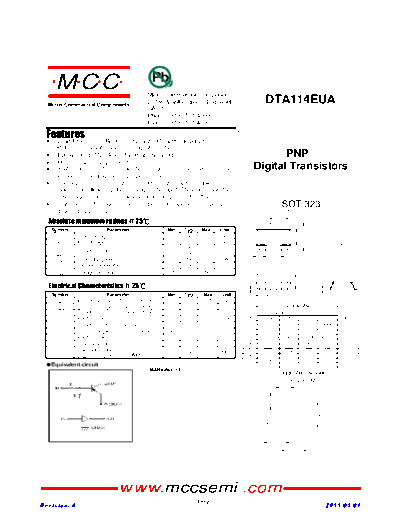 MCC dta114eua  . Electronic Components Datasheets Active components Transistors MCC dta114eua.pdf