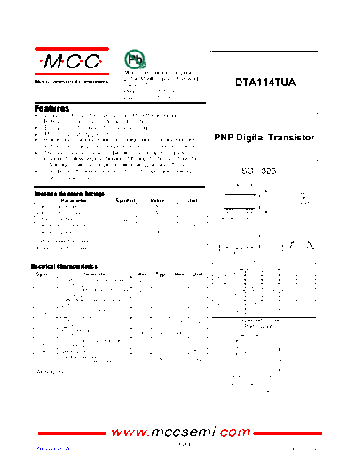 MCC dta114tua sot-323  . Electronic Components Datasheets Active components Transistors MCC dta114tua_sot-323.pdf