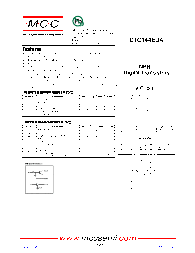 MCC dtc144eua sot-323  . Electronic Components Datasheets Active components Transistors MCC dtc144eua_sot-323.pdf