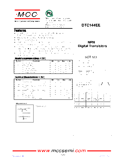 . Electronic Components Datasheets dtc144ee  . Electronic Components Datasheets Active components Transistors MCC dtc144ee.pdf
