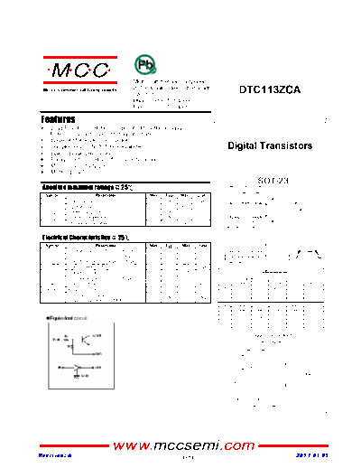 MCC dtc113zca sot-23  . Electronic Components Datasheets Active components Transistors MCC dtc113zca_sot-23.pdf