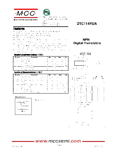 MCC dtc114yua sot-323  . Electronic Components Datasheets Active components Transistors MCC dtc114yua_sot-323.pdf