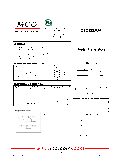 MCC dtc123jua sot-323  . Electronic Components Datasheets Active components Transistors MCC dtc123jua_sot-323.pdf