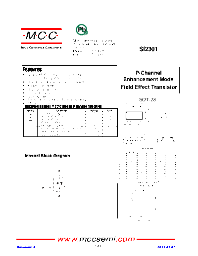 MCC si2301  . Electronic Components Datasheets Active components Transistors MCC si2301.pdf