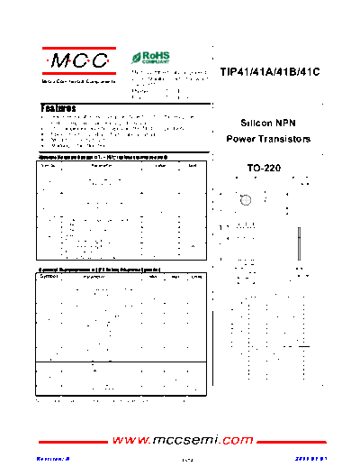 MCC tip41 tip41a tip41b tip41c to-220  . Electronic Components Datasheets Active components Transistors MCC tip41_tip41a_tip41b_tip41c_to-220.pdf