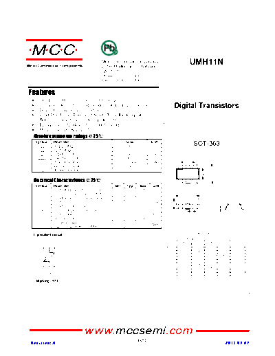MCC umh11n  . Electronic Components Datasheets Active components Transistors MCC umh11n.pdf