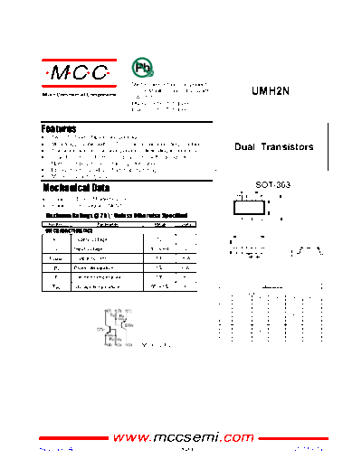 MCC umh2n  . Electronic Components Datasheets Active components Transistors MCC umh2n.pdf