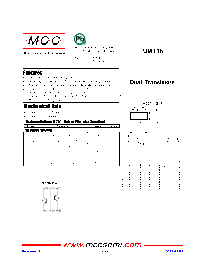 . Electronic Components Datasheets umt1n  . Electronic Components Datasheets Active components Transistors MCC umt1n.pdf