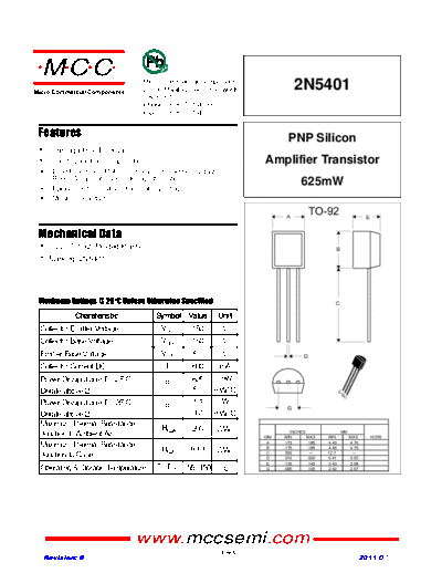 MCC 2n5401  . Electronic Components Datasheets Active components Transistors MCC 2n5401.pdf