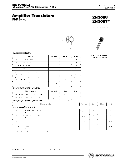 Motorola 2n5086 2n5087  . Electronic Components Datasheets Active components Transistors Motorola 2n5086_2n5087.pdf