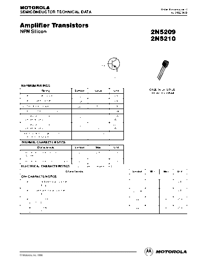 Motorola 2n5209 2n5210  . Electronic Components Datasheets Active components Transistors Motorola 2n5209_2n5210.pdf