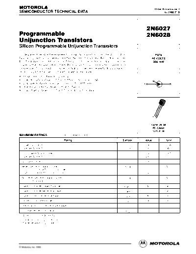 Motorola 2n6027 2n6028  . Electronic Components Datasheets Active components Transistors Motorola 2n6027_2n6028.pdf