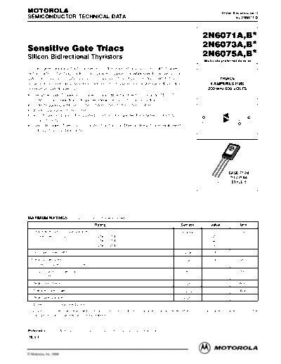 Motorola 2n6071 2n6073 2n6075  . Electronic Components Datasheets Active components Transistors Motorola 2n6071_2n6073_2n6075.pdf