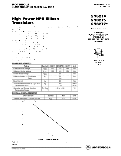 Motorola 2n6274-75 2n6277  . Electronic Components Datasheets Active components Transistors Motorola 2n6274-75_2n6277.pdf