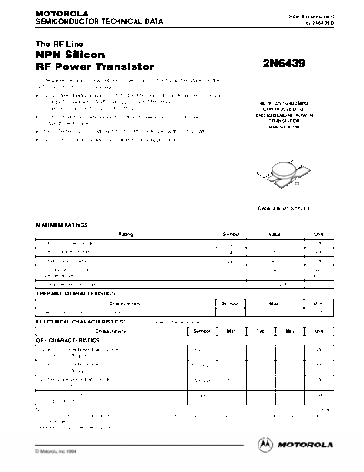 Motorola 2n6439re  . Electronic Components Datasheets Active components Transistors Motorola 2n6439re.pdf