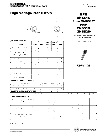 Motorola 2n6515 2n6516 2n6517 2n6519 2n6520  . Electronic Components Datasheets Active components Transistors Motorola 2n6515_2n6516_2n6517_2n6519_2n6520.pdf