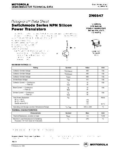 Motorola 2n6547re  . Electronic Components Datasheets Active components Transistors Motorola 2n6547re.pdf