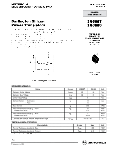 Motorola 2n6667 2n6668  . Electronic Components Datasheets Active components Transistors Motorola 2n6667_2n6668.pdf