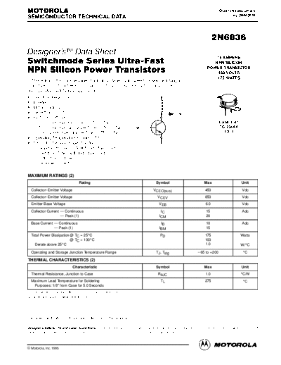 Motorola 2n6836re  . Electronic Components Datasheets Active components Transistors Motorola 2n6836re.pdf