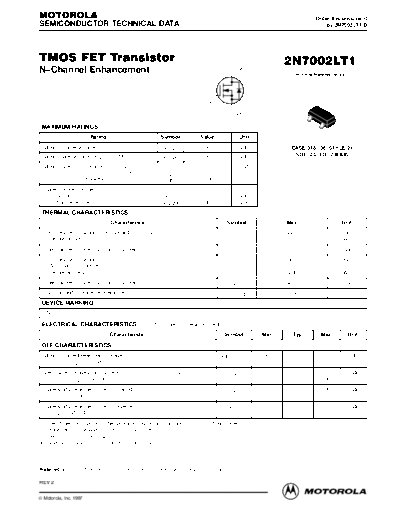 Motorola 2n7002lt1  . Electronic Components Datasheets Active components Transistors Motorola 2n7002lt1.pdf