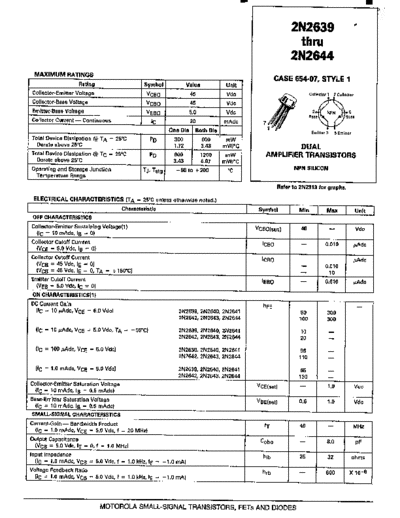 Motorola 2n2639 2n2640-44  . Electronic Components Datasheets Active components Transistors Motorola 2n2639_2n2640-44.pdf