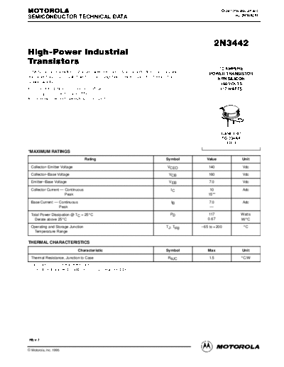 Motorola 2n3442r7  . Electronic Components Datasheets Active components Transistors Motorola 2n3442r7.pdf