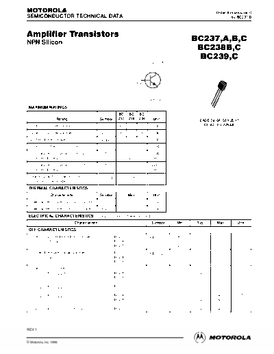 Motorola bc237 bc238 bc239  . Electronic Components Datasheets Active components Transistors Motorola bc237_bc238_bc239.pdf
