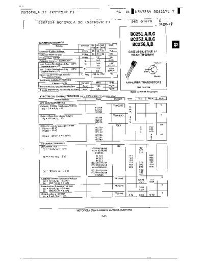 Motorola bc251 bc252 bc256  . Electronic Components Datasheets Active components Transistors Motorola bc251_bc252_bc256.pdf