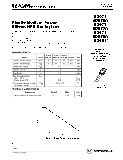 Motorola bd675 bd677 bd679 bd681  . Electronic Components Datasheets Active components Transistors Motorola bd675_bd677_bd679_bd681.pdf