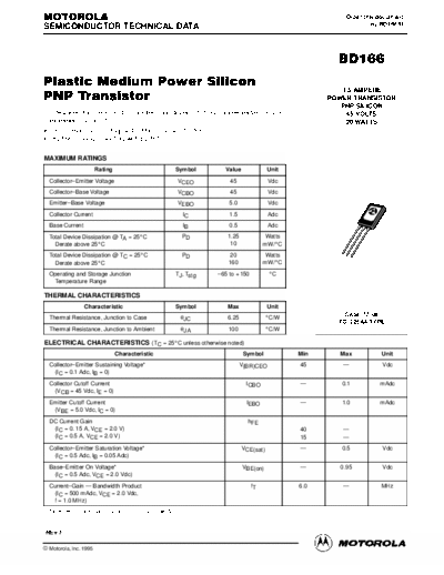 Motorola bd166  . Electronic Components Datasheets Active components Transistors Motorola bd166.pdf