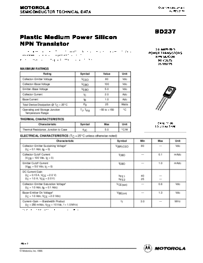 Motorola bd237rev  . Electronic Components Datasheets Active components Transistors Motorola bd237rev.pdf