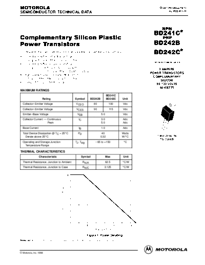 Motorola bd241c bd242c  . Electronic Components Datasheets Active components Transistors Motorola bd241c_bd242c.pdf