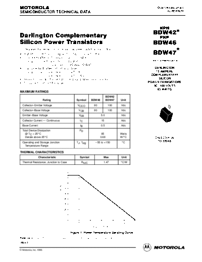 Motorola bdw42 bdw46 bdw47  . Electronic Components Datasheets Active components Transistors Motorola bdw42_bdw46_bdw47.pdf