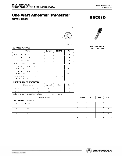 . Electronic Components Datasheets bdc01dre  . Electronic Components Datasheets Active components Transistors Motorola bdc01dre.pdf