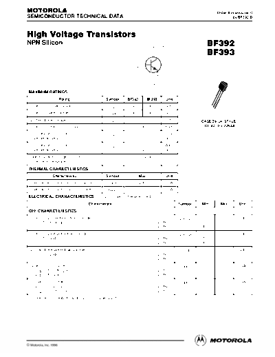 Motorola bf392 bf393  . Electronic Components Datasheets Active components Transistors Motorola bf392_bf393.pdf