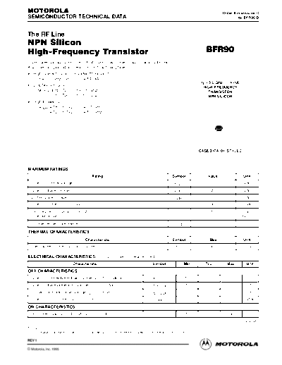 Motorola bfr90rev  . Electronic Components Datasheets Active components Transistors Motorola bfr90rev.pdf