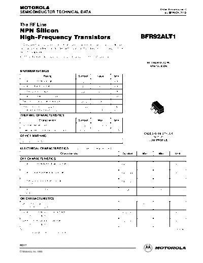 Motorola bfr92alt  . Electronic Components Datasheets Active components Transistors Motorola bfr92alt.pdf
