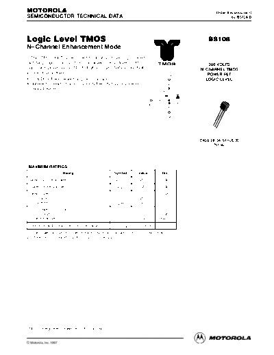 Motorola bs108rev0  . Electronic Components Datasheets Active components Transistors Motorola bs108rev0.pdf