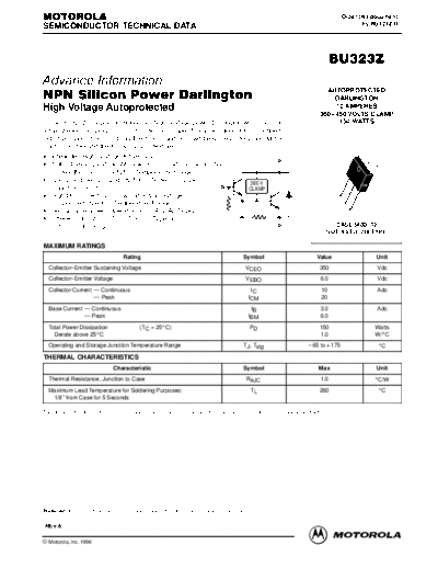 Motorola bu323zrev8  . Electronic Components Datasheets Active components Transistors Motorola bu323zrev8.pdf