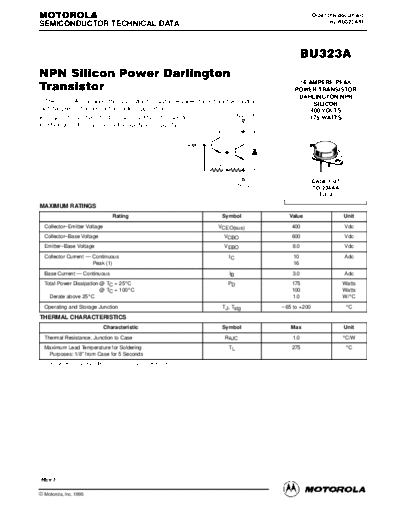 Motorola bu323are  . Electronic Components Datasheets Active components Transistors Motorola bu323are.pdf