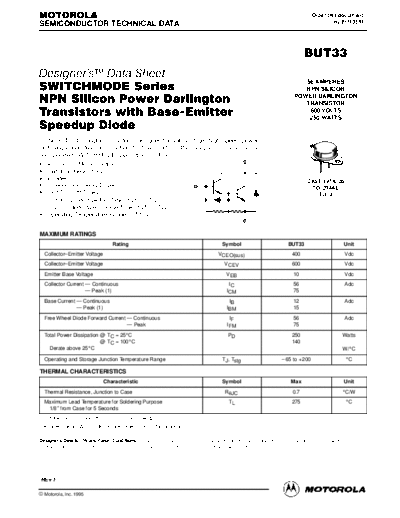 Motorola but33rev  . Electronic Components Datasheets Active components Transistors Motorola but33rev.pdf