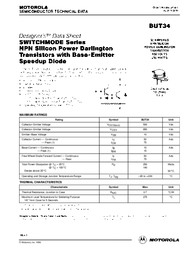 Motorola but34rev  . Electronic Components Datasheets Active components Transistors Motorola but34rev.pdf