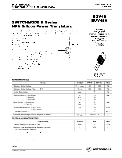 Motorola buv48  . Electronic Components Datasheets Active components Transistors Motorola buv48.pdf