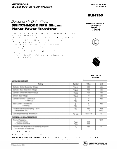 . Electronic Components Datasheets buh150re  . Electronic Components Datasheets Active components Transistors Motorola buh150re.pdf