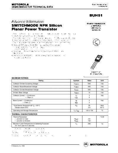 Motorola buh51rev  . Electronic Components Datasheets Active components Transistors Motorola buh51rev.pdf